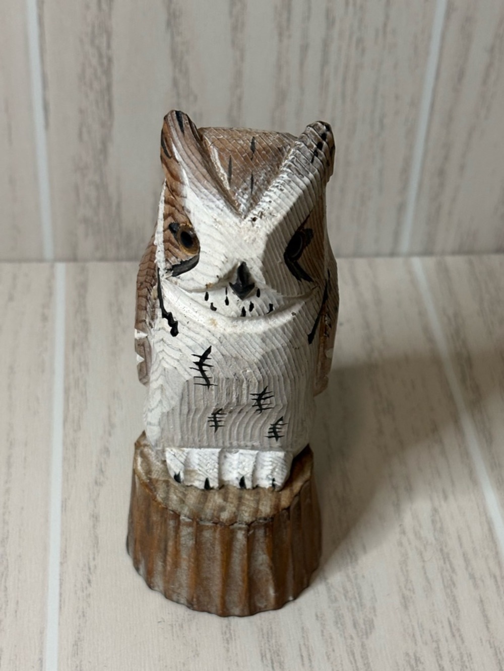 Hand Carved Wooden Owl Art Decor Wood